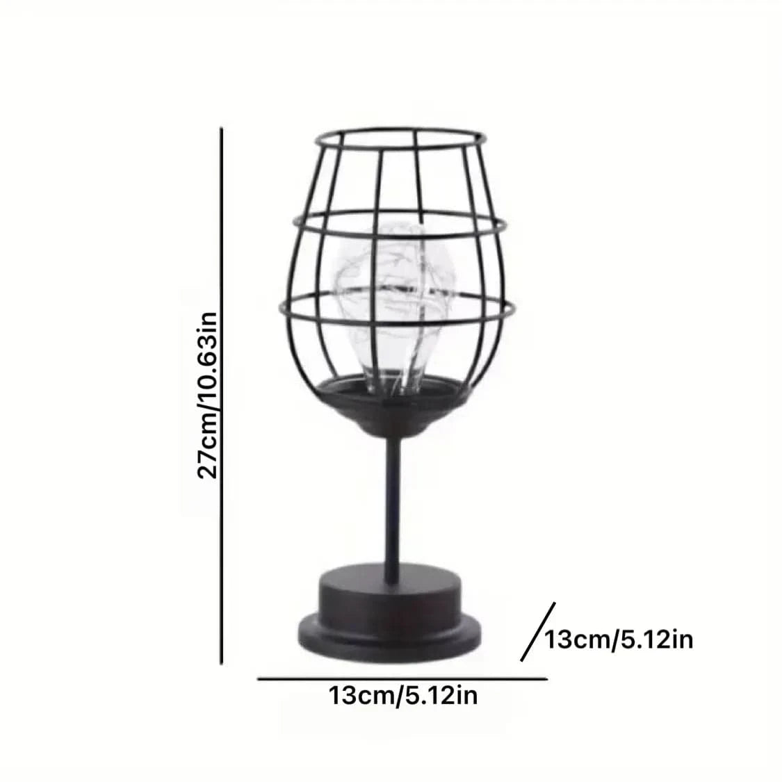 Verthara Battery Operated Iron Wire Cage LED Table Lamp – Decorative Bedside Lamp for Bedroom and Living Room, Warm White Light