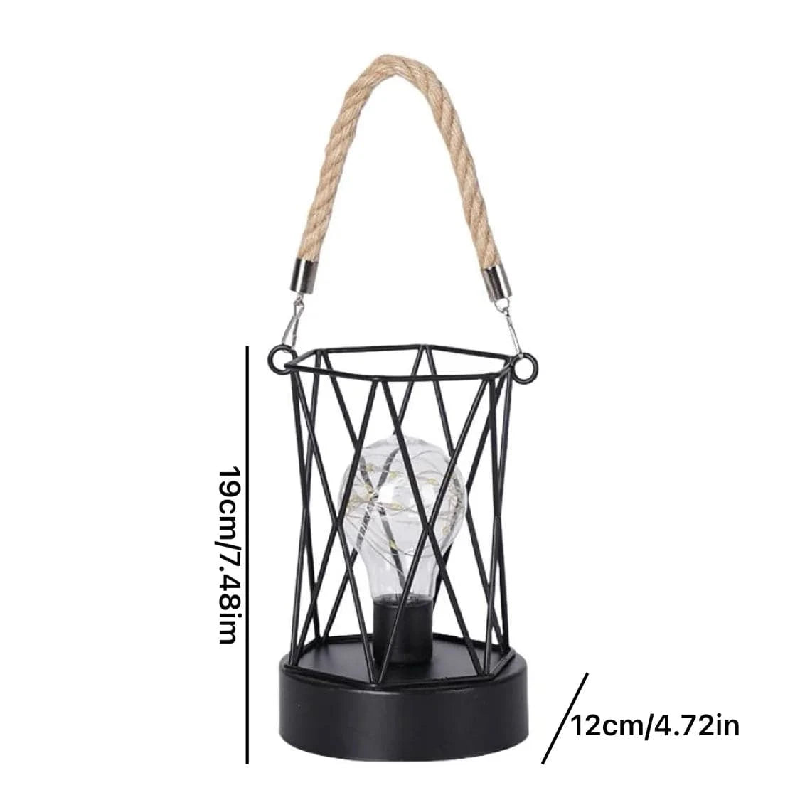 Verthara Battery Operated Iron Wire Cage LED Table Lamp – Decorative Bedside Lamp for Bedroom and Living Room, Warm White Light