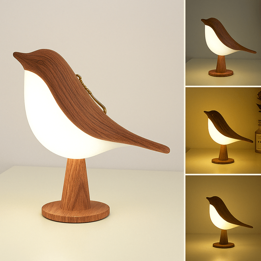 Verthara Bird Rechargeable Night Light Brown Wood