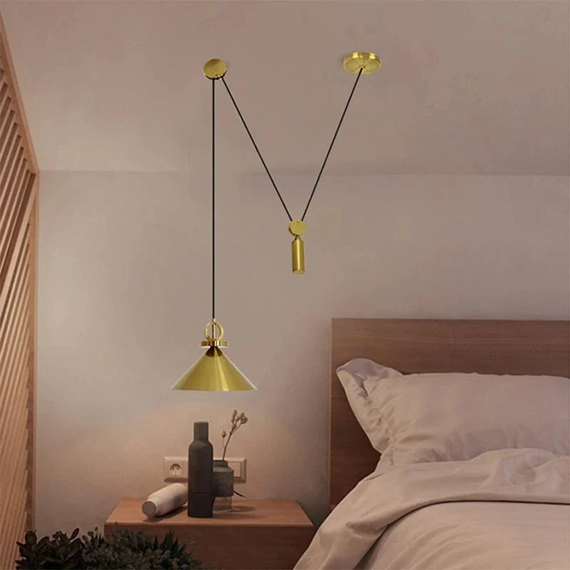 Verthara Black Adjustable Pendant Light with Lifting Pulley – Modern Ceiling Light Fixture for Home and Restaurant