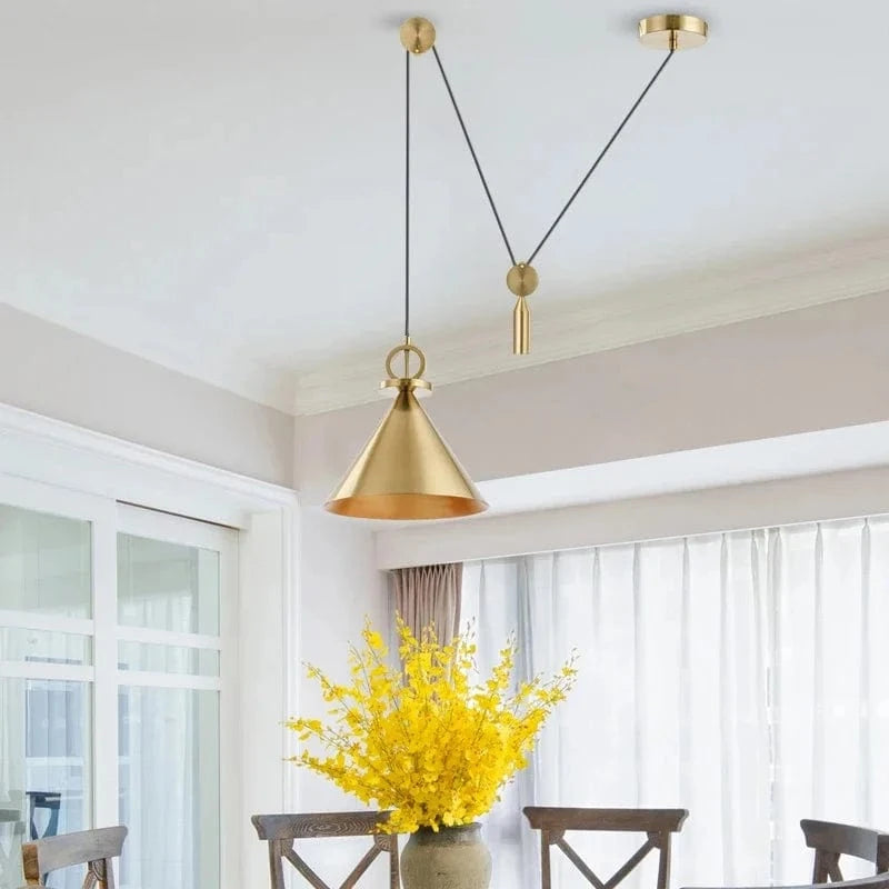 Verthara Black Adjustable Pendant Light with Lifting Pulley – Modern Ceiling Light Fixture for Home and Restaurant