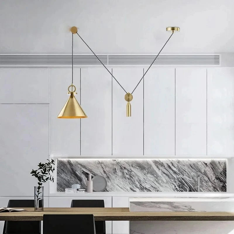 Verthara Black Adjustable Pendant Light with Lifting Pulley – Modern Ceiling Light Fixture for Home and Restaurant