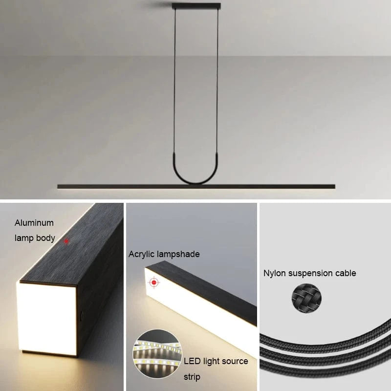 Verthara Black LED Pendant Light Fixture – Adjustable Modern Chandelier for Kitchen Island and Dining Room