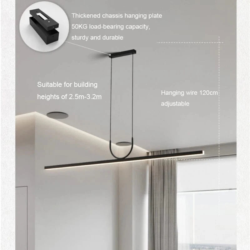 Verthara Black LED Pendant Light Fixture – Adjustable Modern Chandelier for Kitchen Island and Dining Room