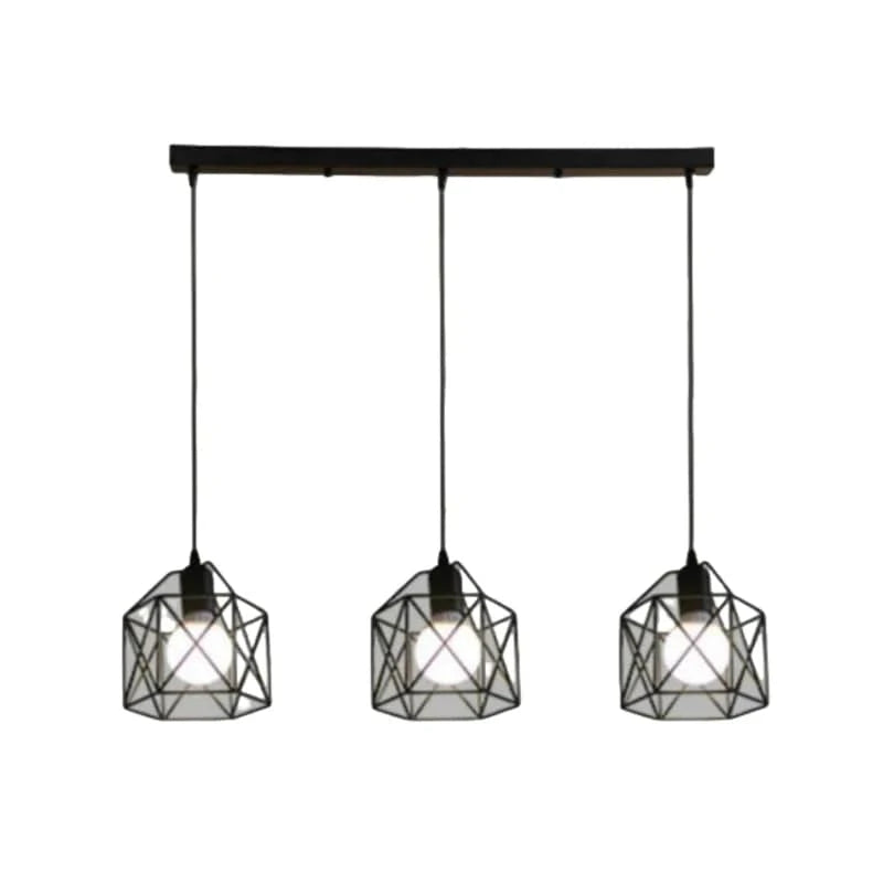 Verthara Black Pendant Light – Modern Industrial Metal Cage Design for Kitchen Island Lighting and Dining Room SB3