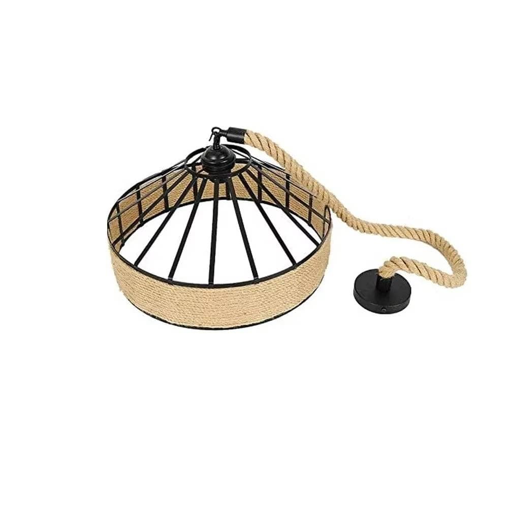 Verthara Black Vintage Industrial Pendant Light with Adjustable Hemp Rope – Versatile Hanging Light for Kitchen, Dining Room, Bar, and Café