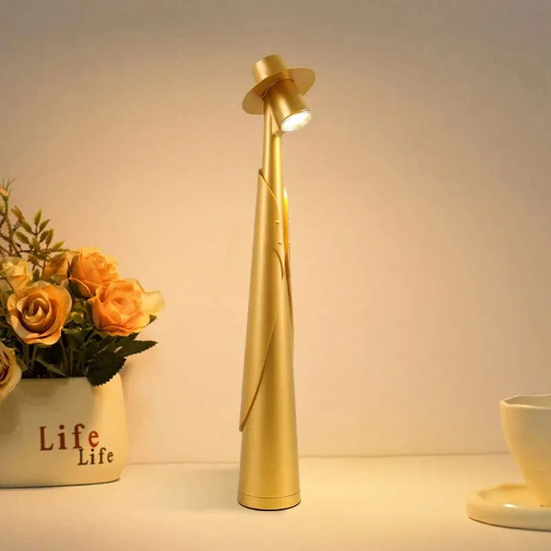 Verthara Classic Rechargeable Touch LED Desk Lamp with Wireless Charging and 3-Level Dimming – Cordless Table Lamp for Home and Office Gold