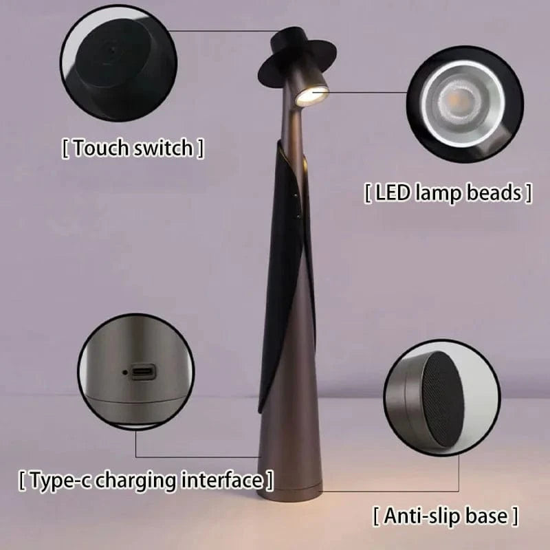 Verthara Classic Rechargeable Touch LED Desk Lamp with Wireless Charging and 3-Level Dimming – Cordless Table Lamp for Home and Office