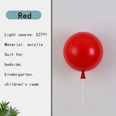 Verthara Colorful LED Ceiling Light Fixture for Kids' Rooms – Energy-Efficient Balloon Design, Eye-Safe Illumination, 15-Inch Diameter Red / Dia20cm / Cold White