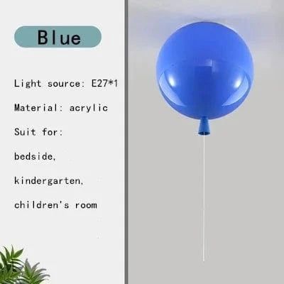 Verthara Colorful LED Ceiling Light Fixture for Kids' Rooms – Energy-Efficient Balloon Design, Eye-Safe Illumination, 15-Inch Diameter Blue / Dia35cm / Warm White
