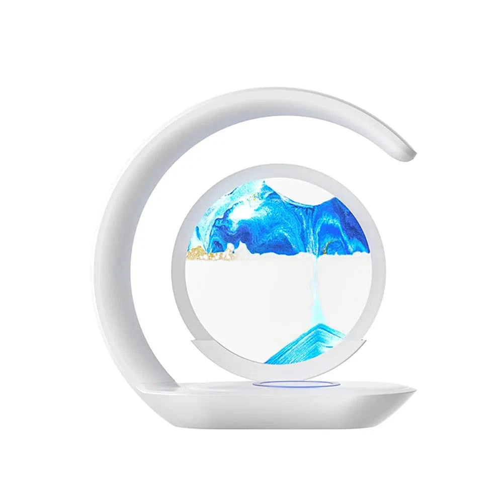 Verthara Cordless LED Table Lamp With 3D Hourglass Design – Wireless Charging - Adjustable Colour - Modern Style - Ideal For Bedside Or Desk Blue