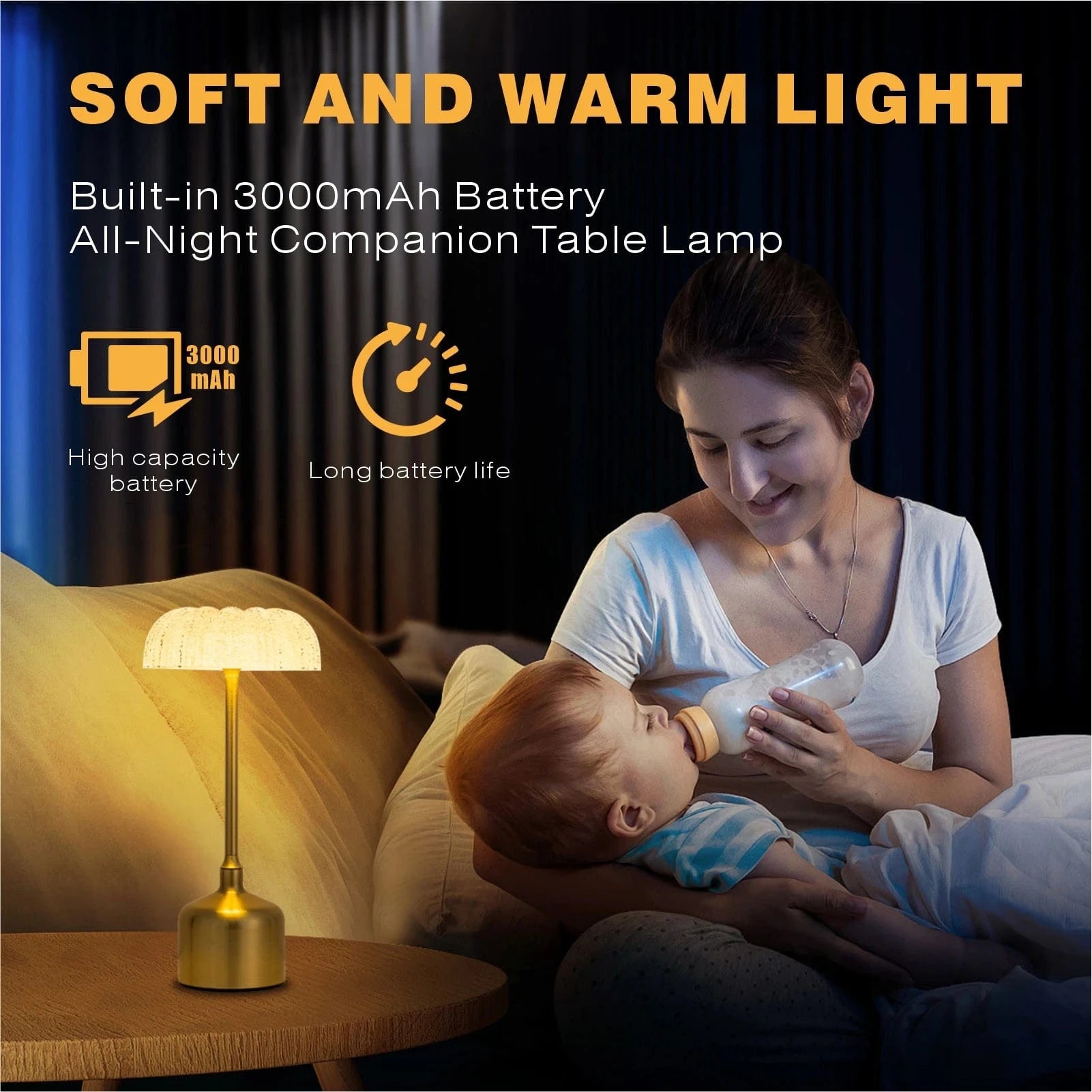 Verthara Cordless LED Table Lamp With Touch Control – Rechargeable - Dimmable - 3 Lighting Modes - Elegant Metal Design - Portable Night Light Default