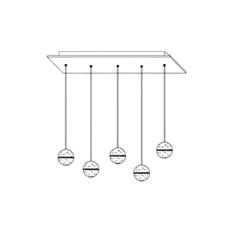 Verthara Crystal Pendant Lights 5 bulbs rectangle / Warm white