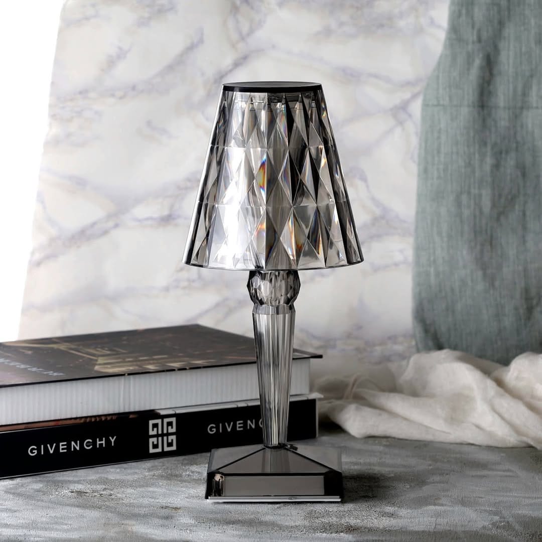 Verthara Crystal Rechargeable Table Lamp Smoked Crystal