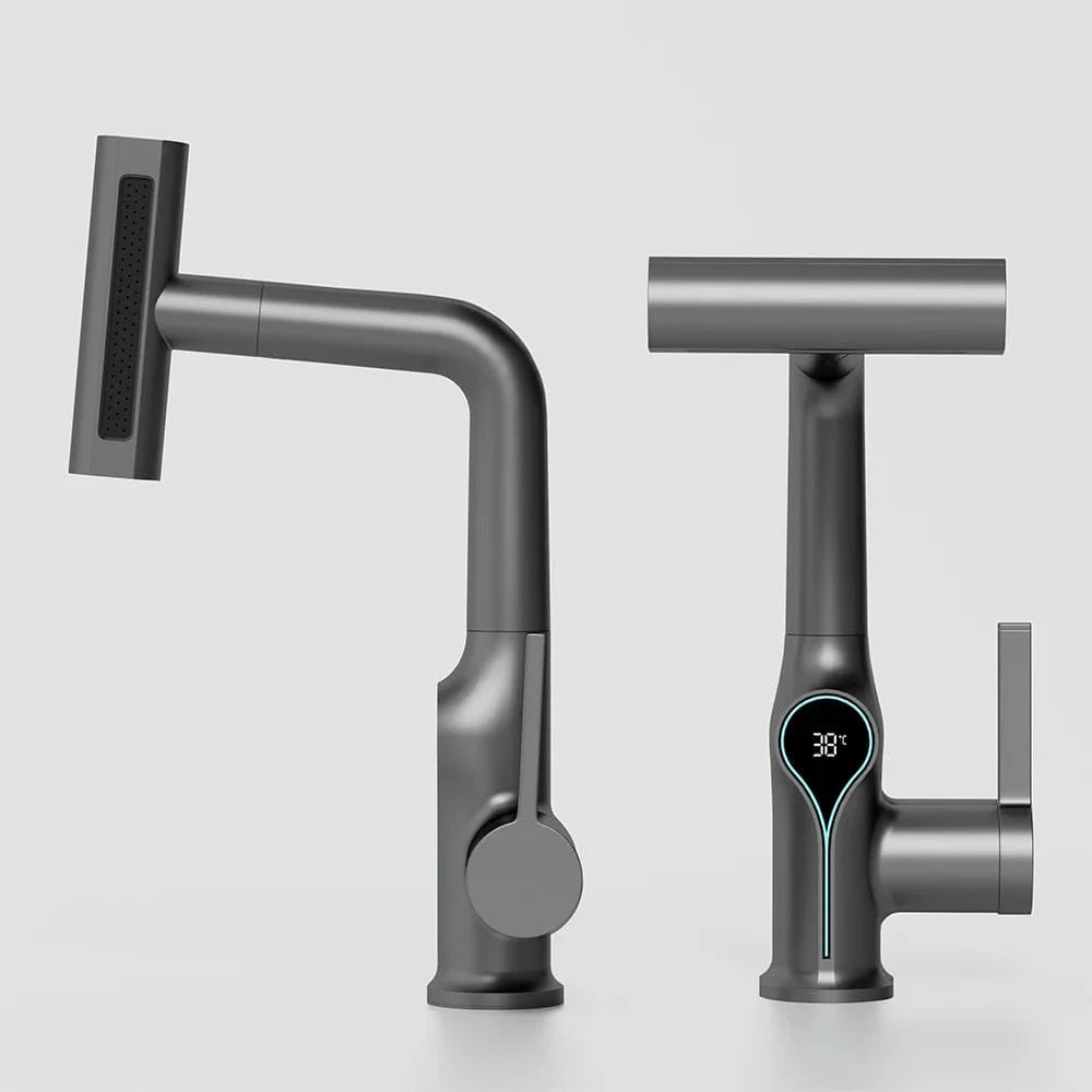 Verthara Digital Basin Faucet with Waterfall Stream and Temperature Display for Bathroom Sink