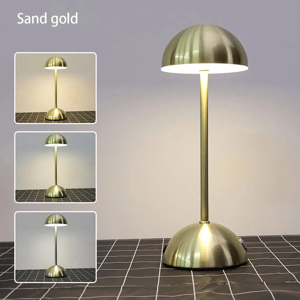 Verthara Dimmable Chrome Finish LED Rechargeable Table Lamp Sand gold