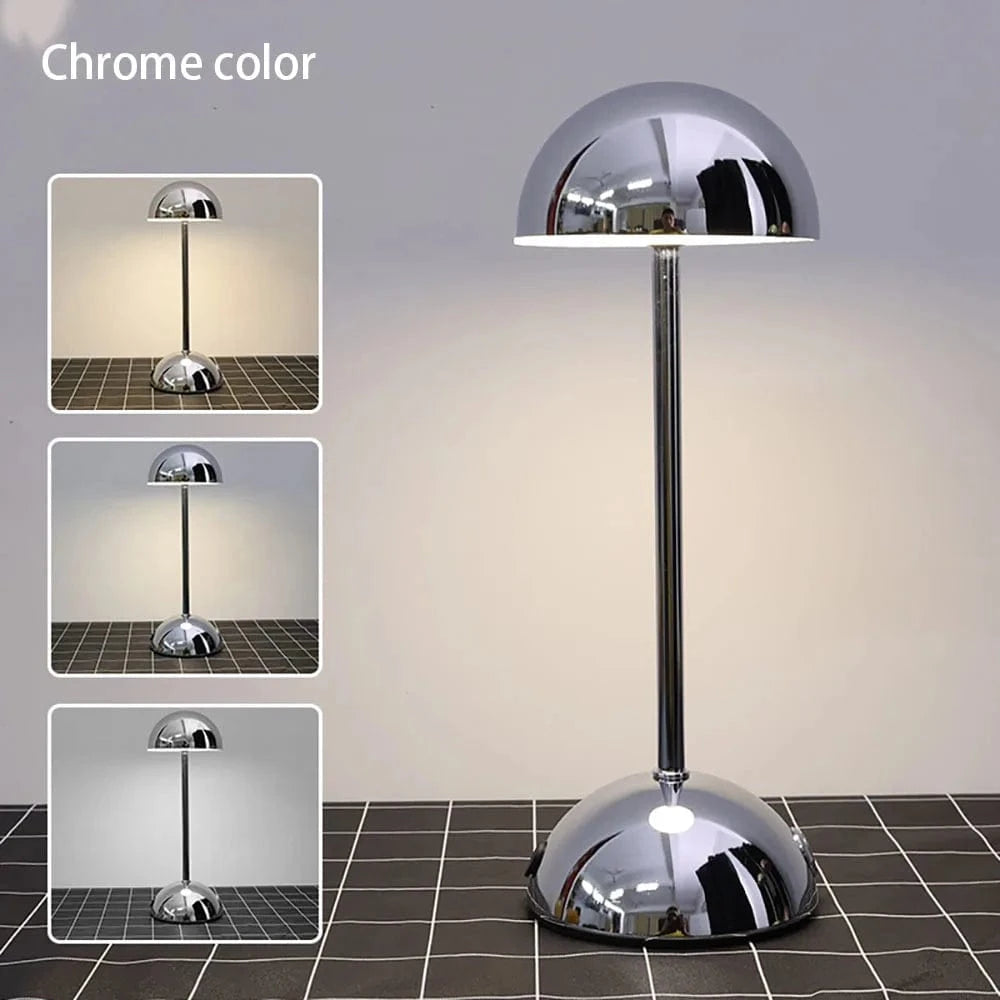 Verthara Dimmable Chrome Finish LED Rechargeable Table Lamp Chrome color