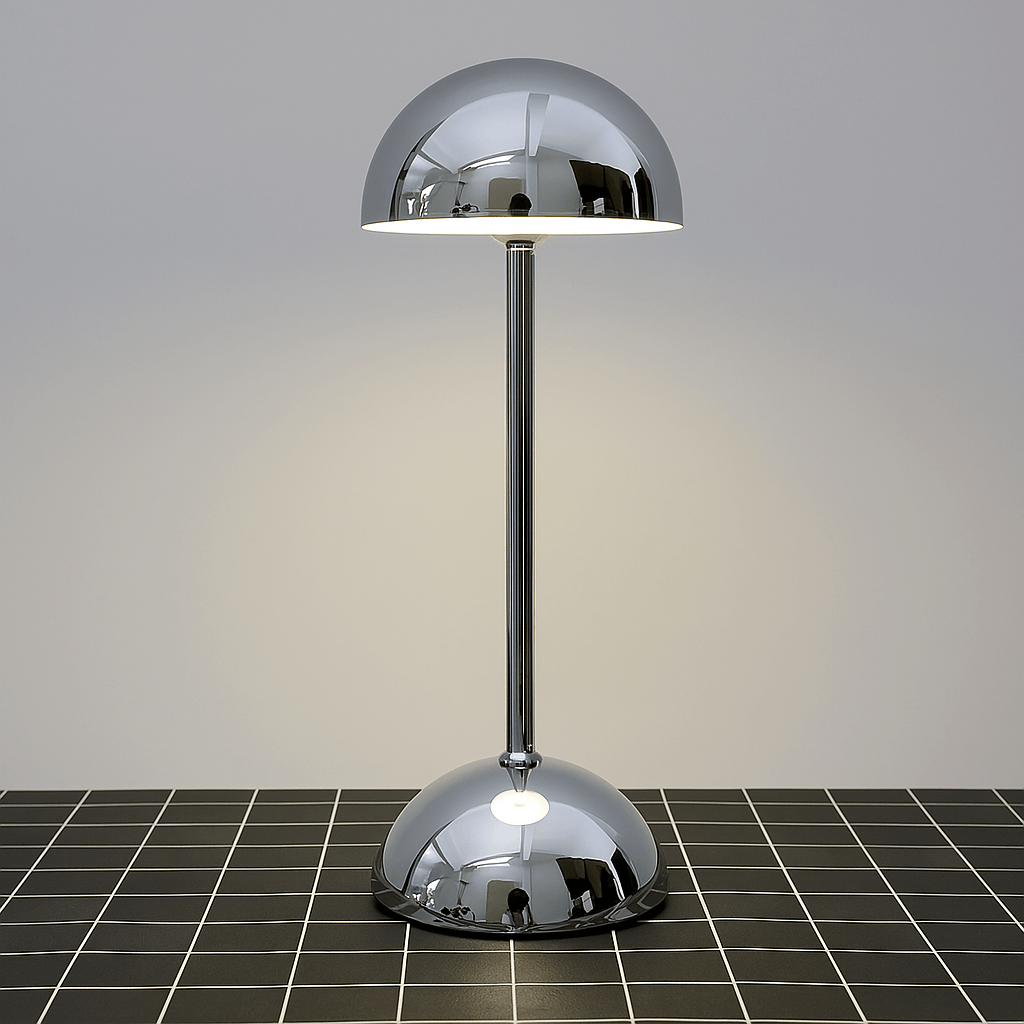 Verthara Dimmable Chrome Finish LED Rechargeable Table Lamp Chrome color