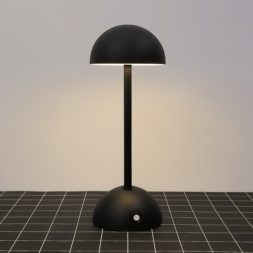 Verthara Dimmable Chrome Finish LED Rechargeable Table Lamp Matte Black