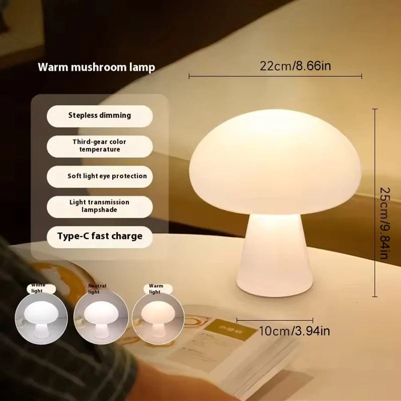 Verthara Dimmable Cordless Table Lamp - USB Rechargeable - Warm White Light - Modern Mushroom Design - Compact Indoor Lighting Default