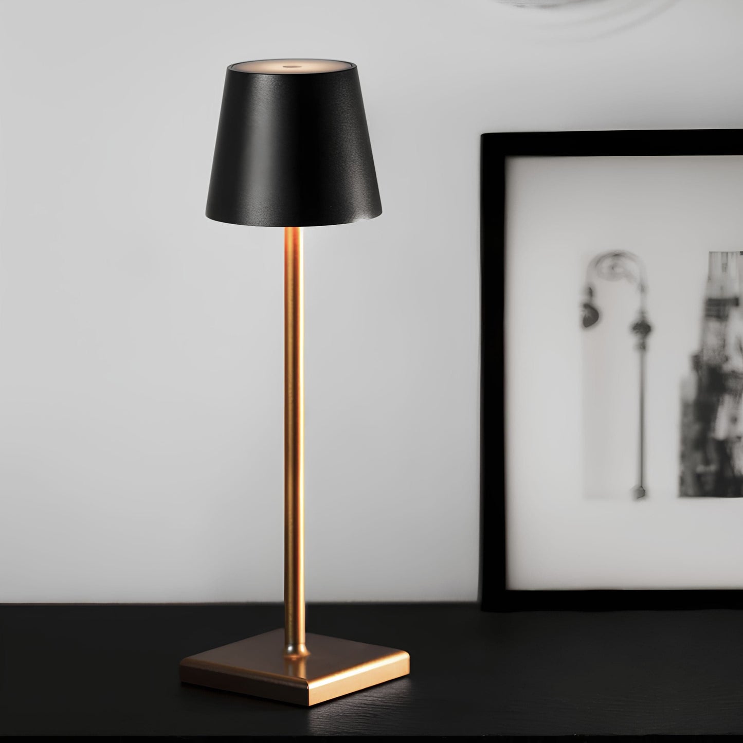 Verthara Dimmable Deluxe Rechargeable Table Lamp Gold & Black
