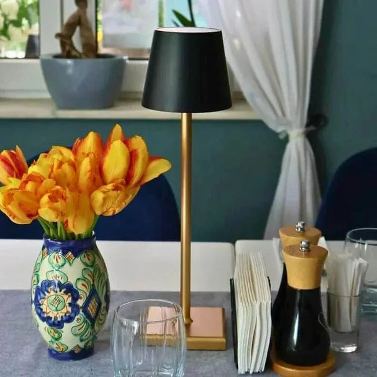 Verthara Dimmable Deluxe Rechargeable Table Lamp Gold & Black