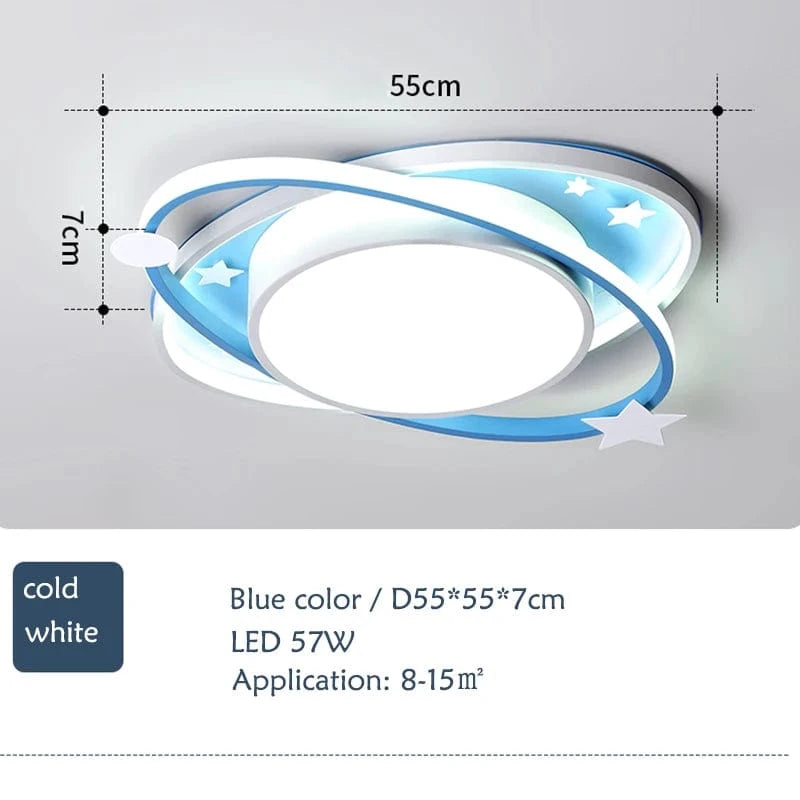 Verthara Dimmable LED Ceiling Light for Kids, Oval Blue Design with Remote Control, Aluminum & Acrylic, 45cm or 55cm Options