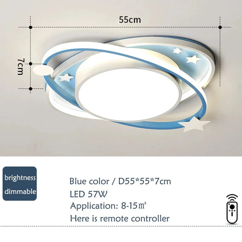 Verthara Dimmable LED Ceiling Light for Kids, Oval Blue Design with Remote Control, Aluminum & Acrylic, 45cm or 55cm Options Brightness RC control / Dia45