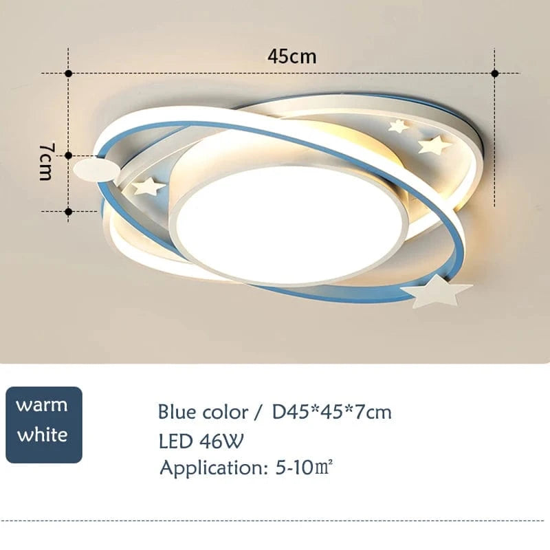 Verthara Dimmable LED Ceiling Light for Kids, Oval Blue Design with Remote Control, Aluminum & Acrylic, 45cm or 55cm Options Warm White / Dia45
