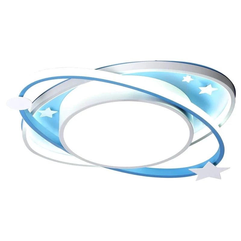 Verthara Dimmable LED Ceiling Light for Kids, Oval Blue Design with Remote Control, Aluminum & Acrylic, 45cm or 55cm Options