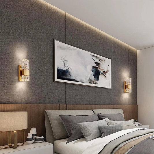 Verthara Dimmable LED Crystal Wall Light with Remote Control, Adjustable 3000K-6000K for Bathroom, Living Room, and Bedroom Sconces