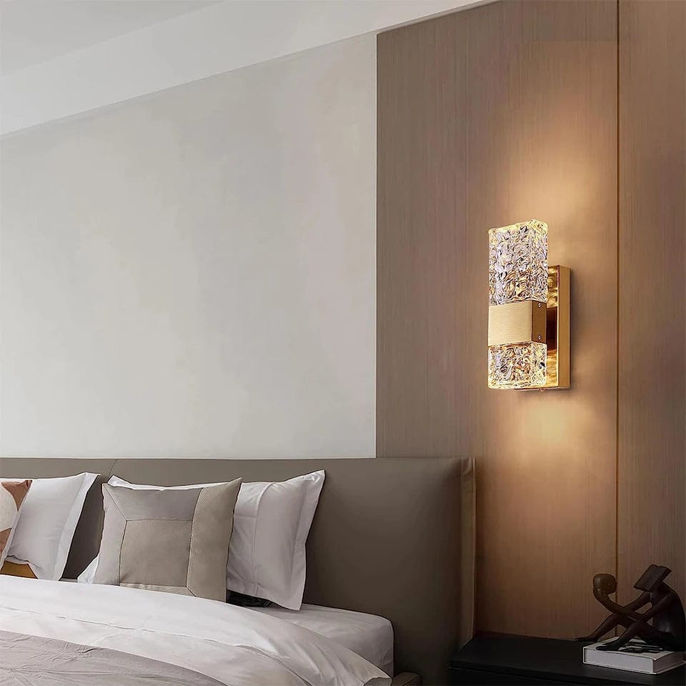 Verthara Dimmable LED Crystal Wall Light with Remote Control, Adjustable 3000K-6000K for Bathroom, Living Room, and Bedroom Sconces