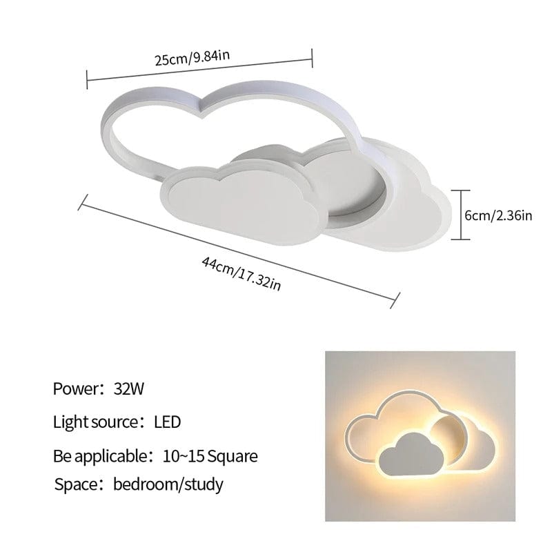 Verthara Dimmable LED Flush Mount Ceiling Light – Cloud Design – Adjustable Colour Temperature - 32W - Remote Control - Ideal For Children's Rooms Default