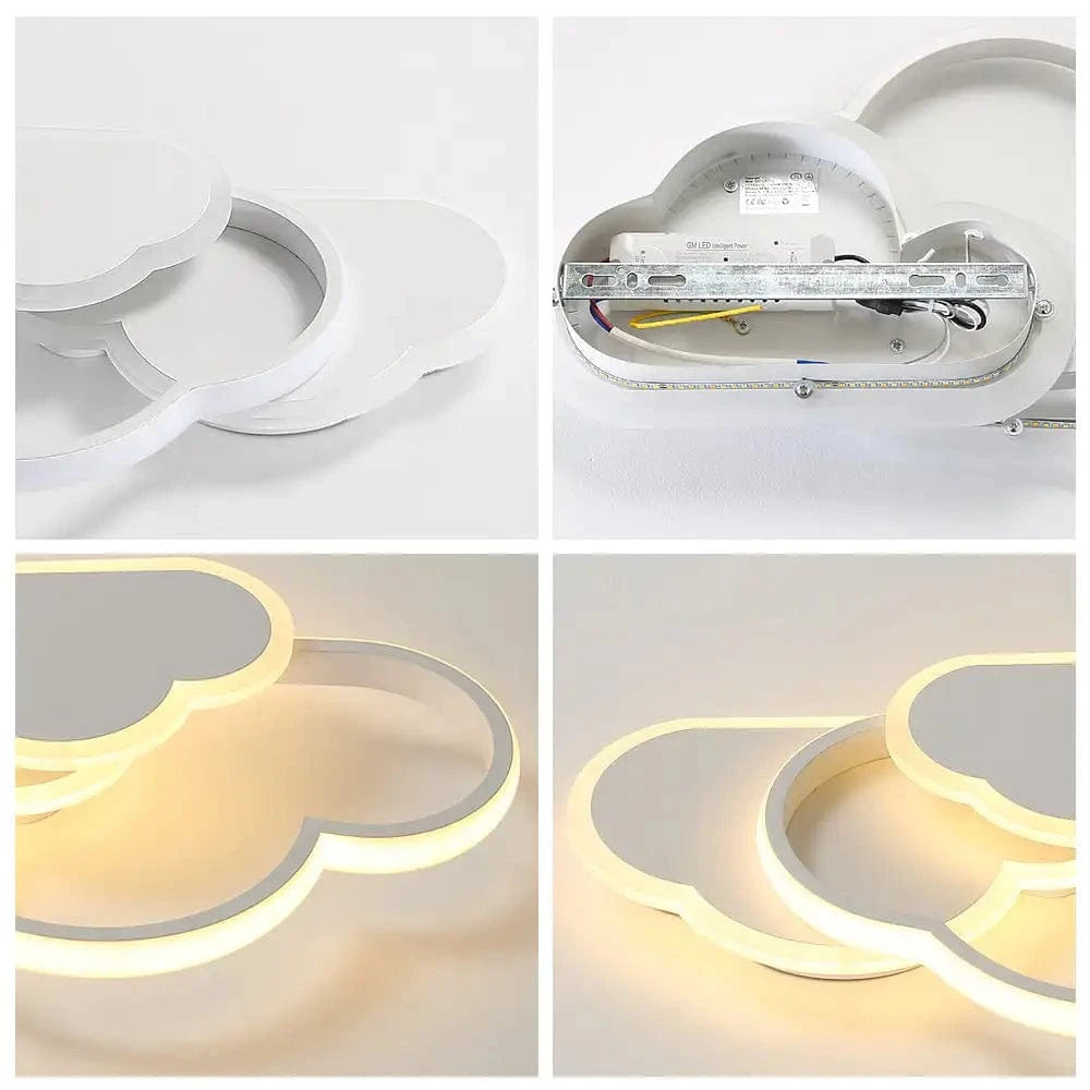 Verthara Dimmable LED Flush Mount Ceiling Light – Cloud Design – Adjustable Colour Temperature - 32W - Remote Control - Ideal For Children's Rooms Default