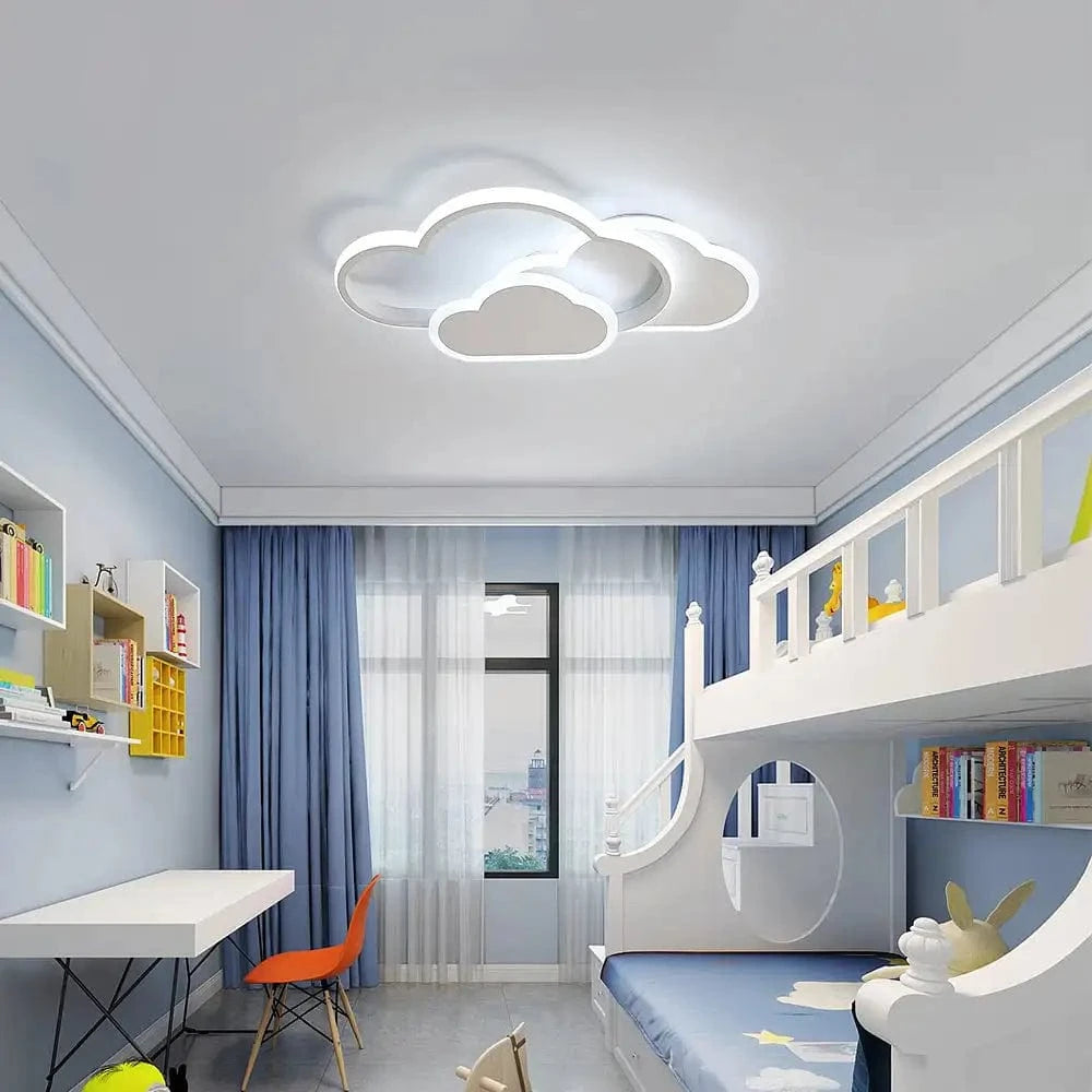 Verthara Dimmable LED Flush Mount Ceiling Light – Cloud Design – Adjustable Colour Temperature - 32W - Remote Control - Ideal For Children's Rooms Default