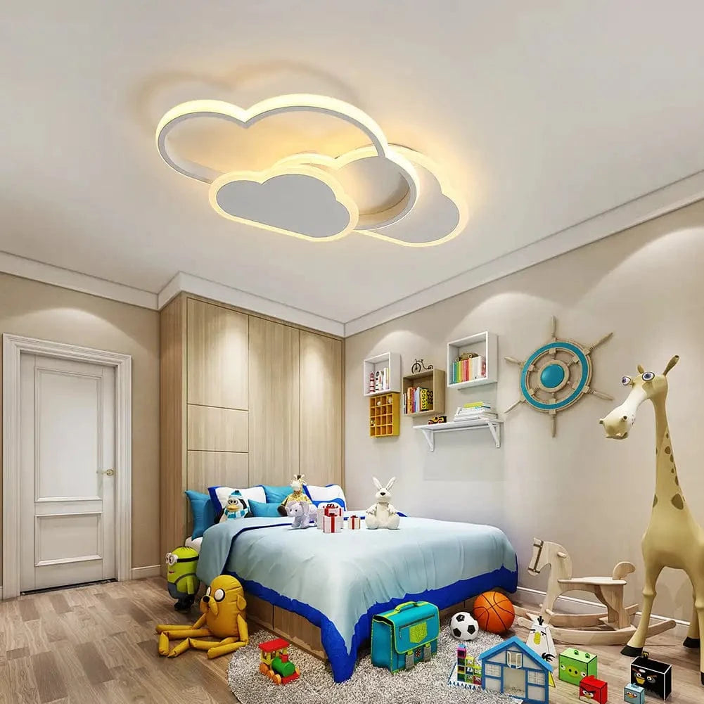Verthara Dimmable LED Flush Mount Ceiling Light – Cloud Design – Adjustable Colour Temperature - 32W - Remote Control - Ideal For Children's Rooms Default