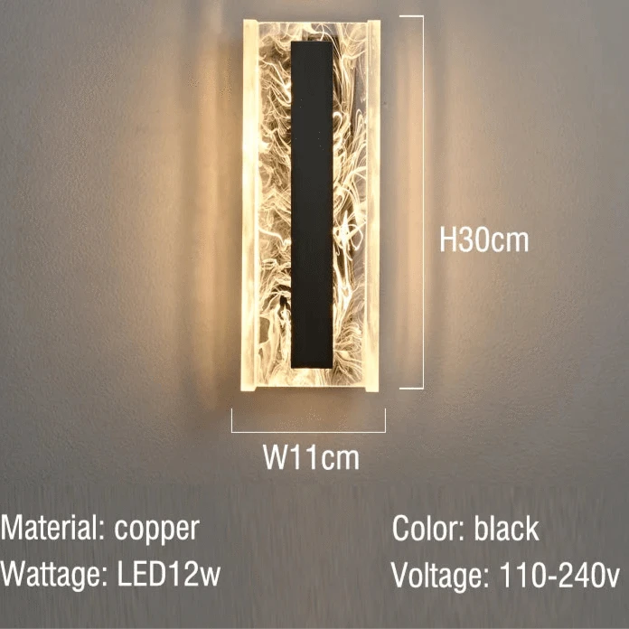 Verthara Dimmable LED Wall Sconce, 12W Modern Acrylic and Copper Wall Lamp for Living Room and Bedroom Lighting