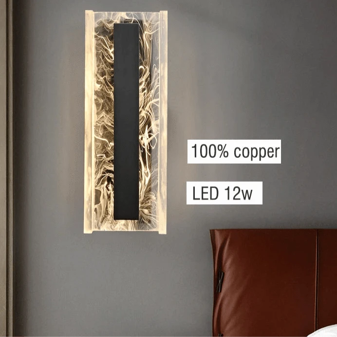 Verthara Dimmable LED Wall Sconce, 12W Modern Acrylic and Copper Wall Lamp for Living Room and Bedroom Lighting