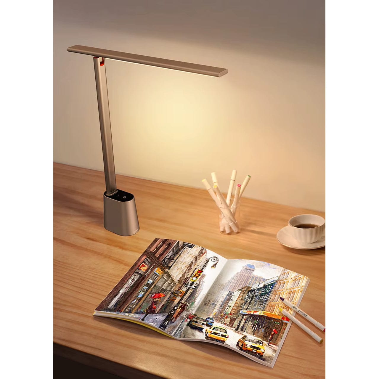 Verthara Dimmable Rechargeable LED Desk Lamp – Foldable Design - Smart Adaptive Brightness - 180° Rotation - Adjustable Colour Temperature - Eye Protection