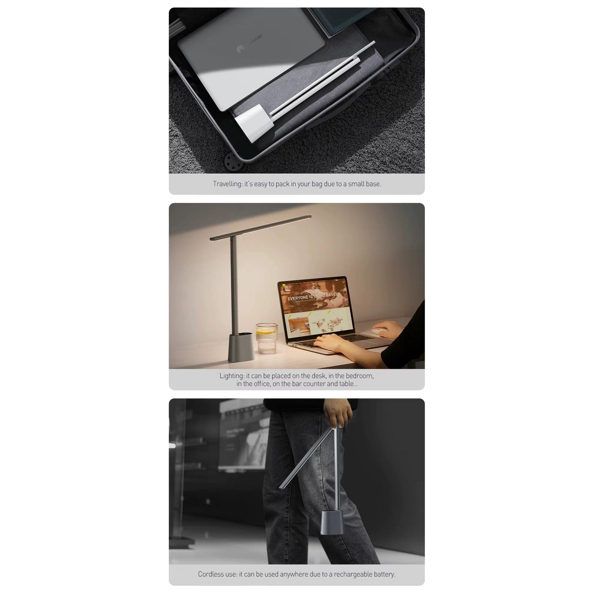 Verthara Dimmable Rechargeable LED Desk Lamp – Foldable Design - Smart Adaptive Brightness - 180° Rotation - Adjustable Colour Temperature - Eye Protection