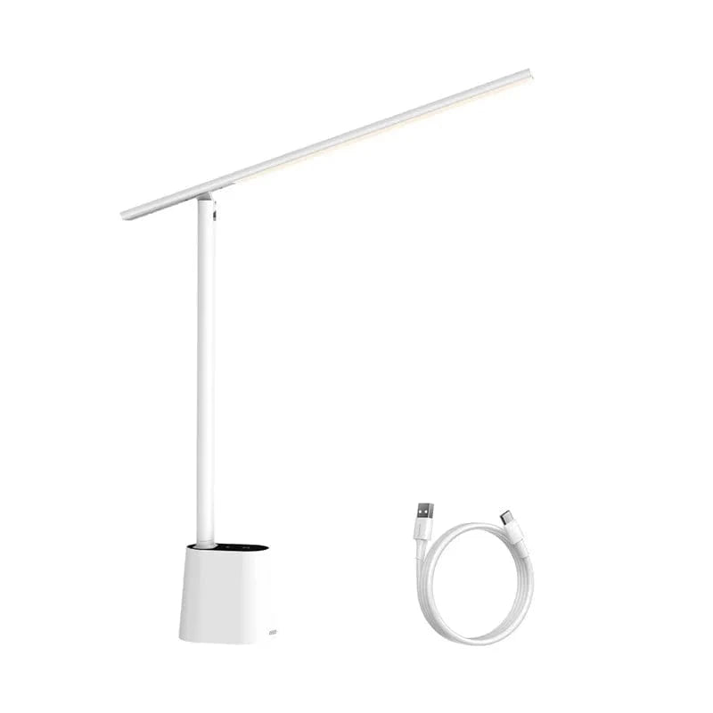 Verthara Dimmable Rechargeable LED Desk Lamp – Foldable Design - Smart Adaptive Brightness - 180° Rotation - Adjustable Colour Temperature - Eye Protection White