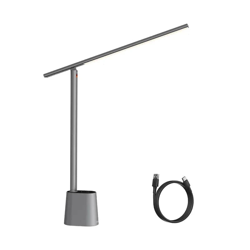 Verthara Dimmable Rechargeable LED Desk Lamp – Foldable Design - Smart Adaptive Brightness - 180° Rotation - Adjustable Colour Temperature - Eye Protection Grey