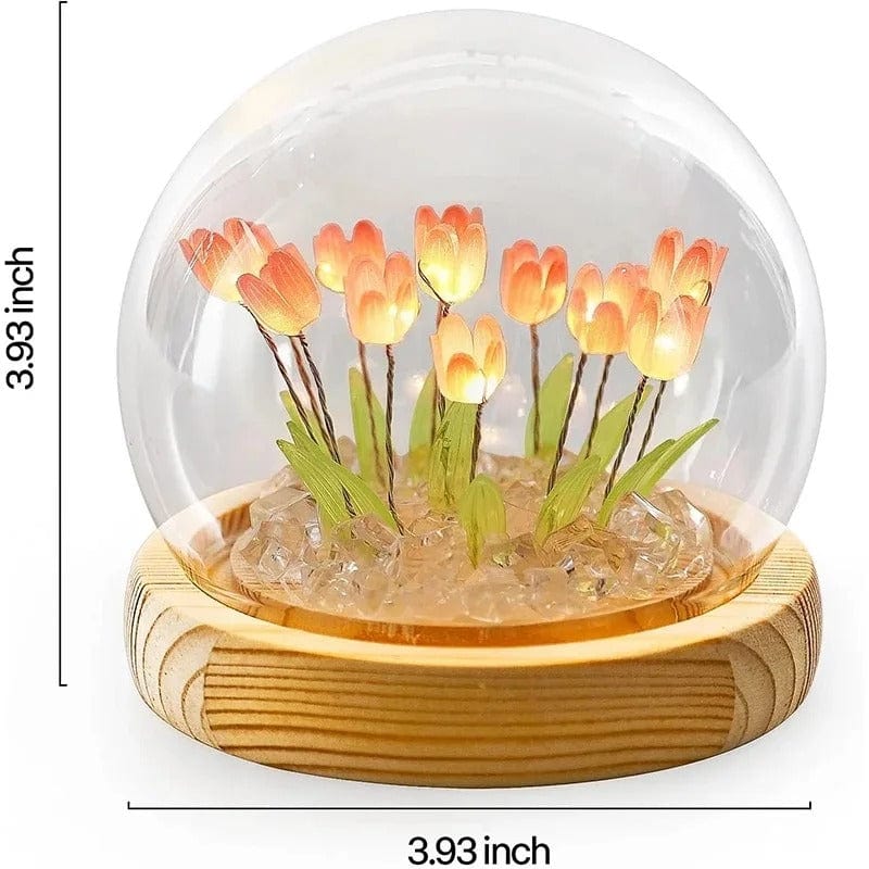 Verthara DIY Tulip LED Night Light – Battery Operated - Colourful - Wooden Base - Indoor Decor - Charming Gift Idea