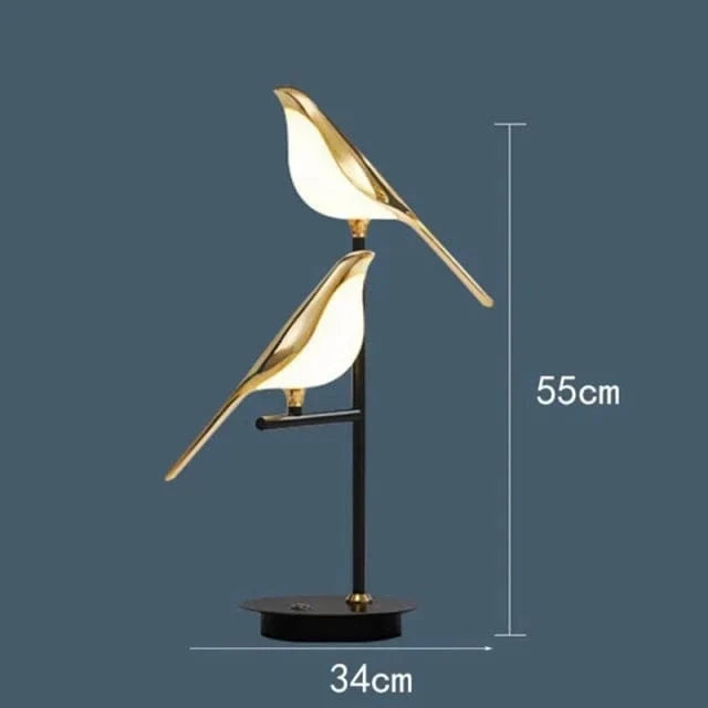 Verthara Elegant Bird Design Golden Magpie LED Wall Lamp 2 head table / Cool White(5500-7000K)