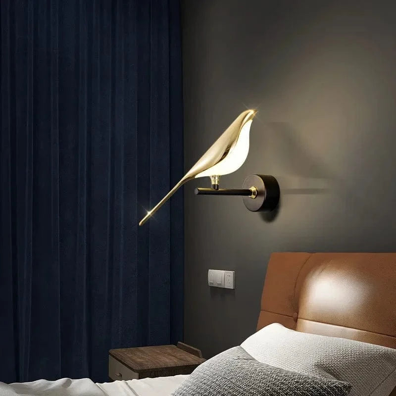 Verthara Elegant Bird Design Golden Magpie LED Wall Lamp