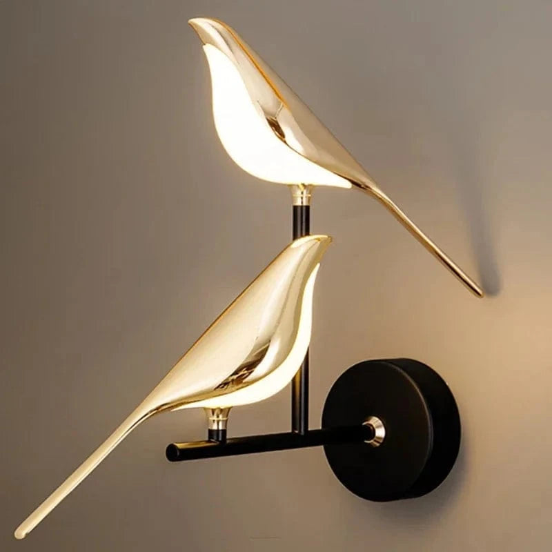 Verthara Elegant Bird Design Golden Magpie LED Wall Lamp