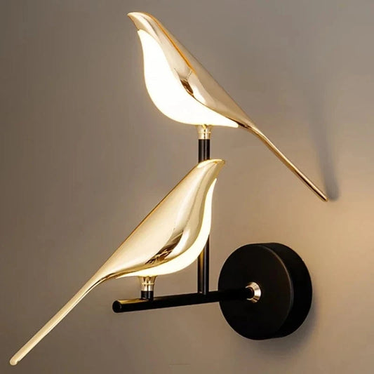 Verthara Elegant Bird Design Golden Magpie LED Wall Lamp