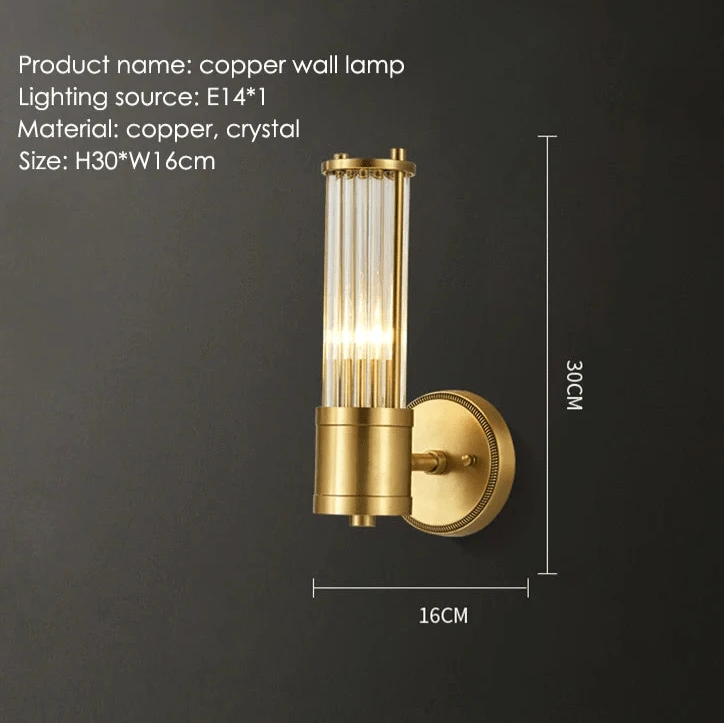 Verthara Elegant Copper Wall Sconce Lighting Fixture with E14 Base - Stylish Indoor Wall Lamp for Living Room, Bedroom, and Hallway