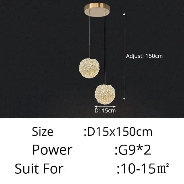 Verthara Elegant Crystal Chandelier Light for Bedroom and Bar – Modern Round Ball Design with Adjustable Hanging Cable