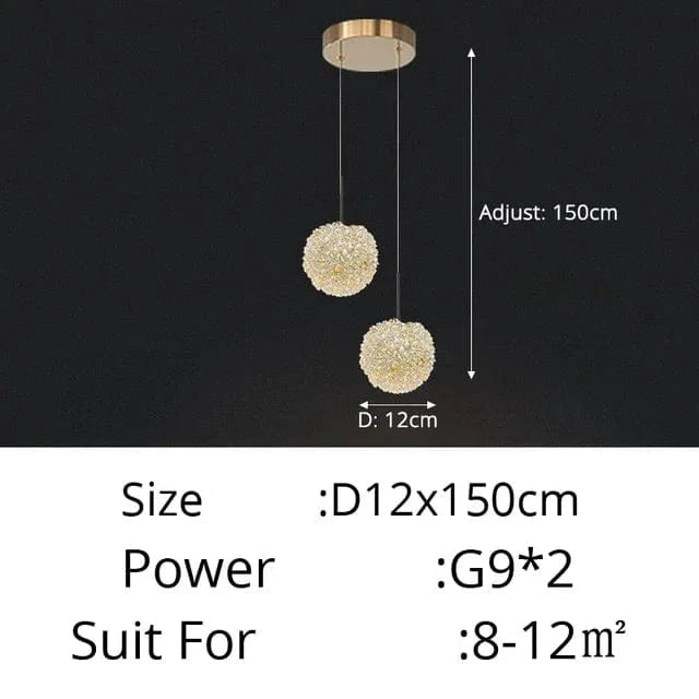 Verthara Elegant Crystal Chandelier Light for Bedroom and Bar – Modern Round Ball Design with Adjustable Hanging Cable